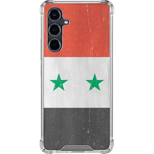 Syria Flag Distressed Galaxy S23 FE Clear Case